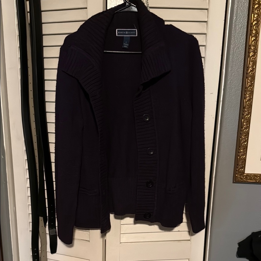 Karen Scott Purple Cardigan Sweater